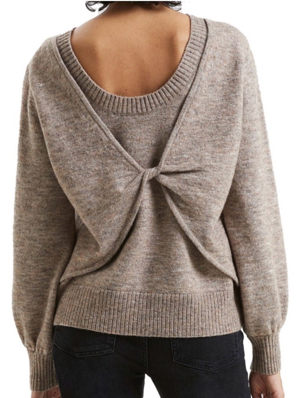 NWOT- French Connection Kezia Twist Back wool blend sweater, Beige, size XL